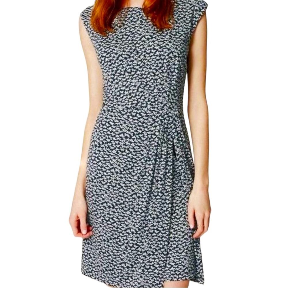 Ann Taylor Loft Blue & White Ditzy Floral Print Sleeveless Dress, Size Medium
